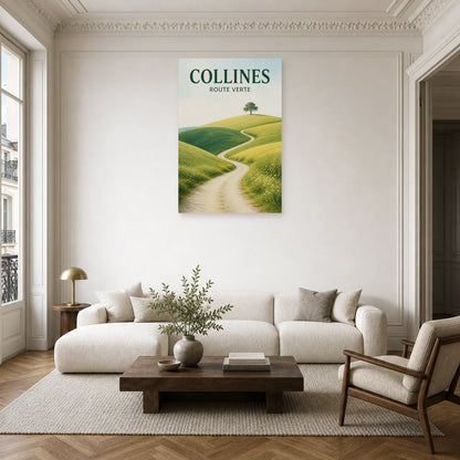 Affiche Collines - Route verte dans un salon - Art Virtuoso
