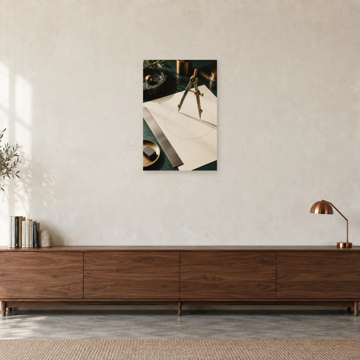Affiche Compas de dessin - Le tracé dans un bureau - Art Virtuoso