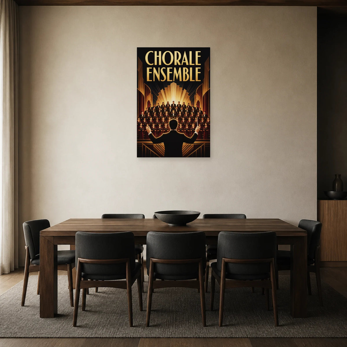 Affiche Concert chorale - Ensemble dans une salle à manger - Art Virtuoso