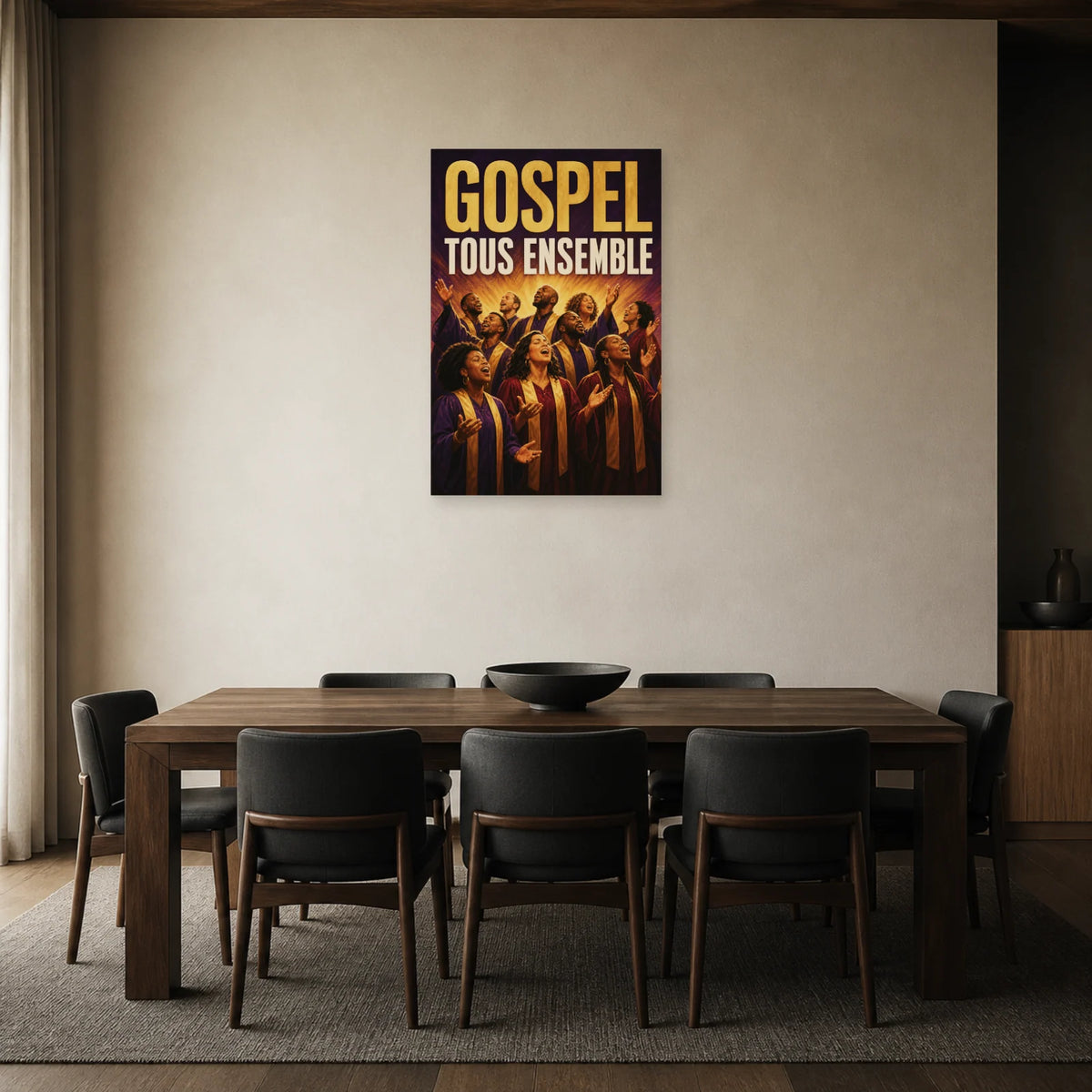 Affiche Concert gospel - Tous ensemble dans une salle à manger - Art Virtuoso