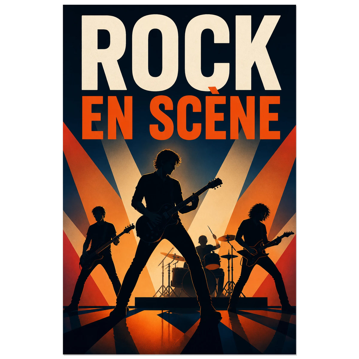Affiche Concert rock - En scene, illustration de concert rock moderniste verticale, format 40 × 60 cm