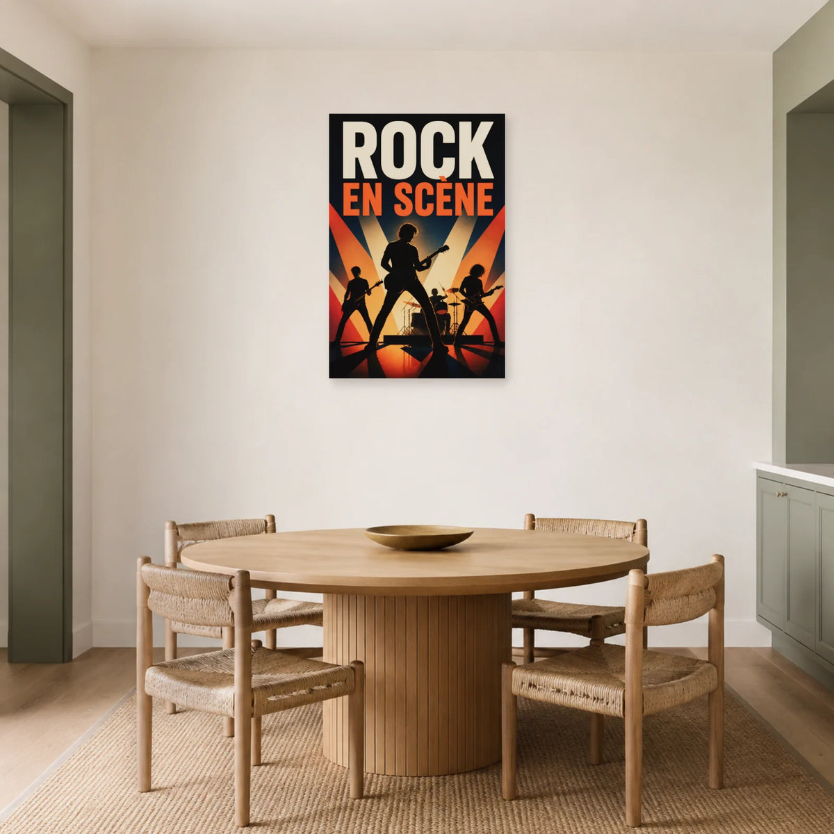 Affiche Concert rock - En scene dans une salle à manger - Art Virtuoso