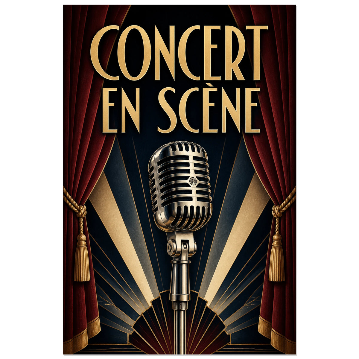 Affiche Concert vintage - En scene, affiche de concert art deco theatrale verticale, format 30 × 45 cm