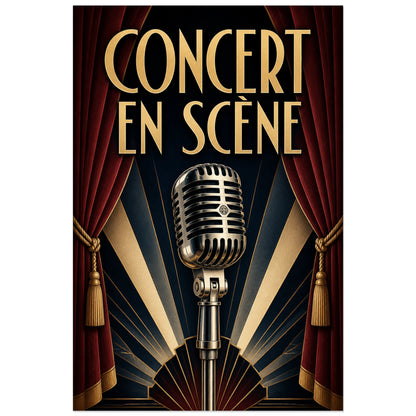 Affiche Concert vintage - En scene, affiche de concert art deco theatrale verticale, format 30 × 45 cm