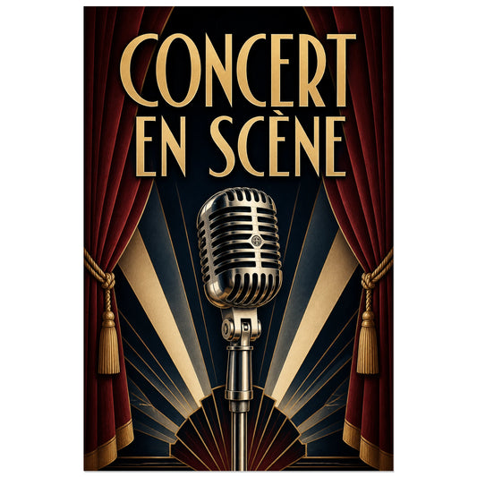 Affiche Concert vintage - En scene, affiche de concert art deco theatrale verticale, format 30 × 45 cm