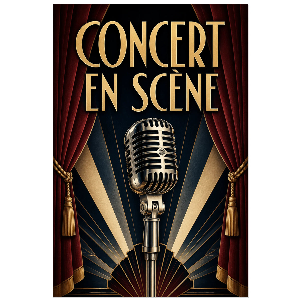 Affiche Concert vintage - En scene, affiche de concert art deco theatrale verticale, format 40 × 60 cm
