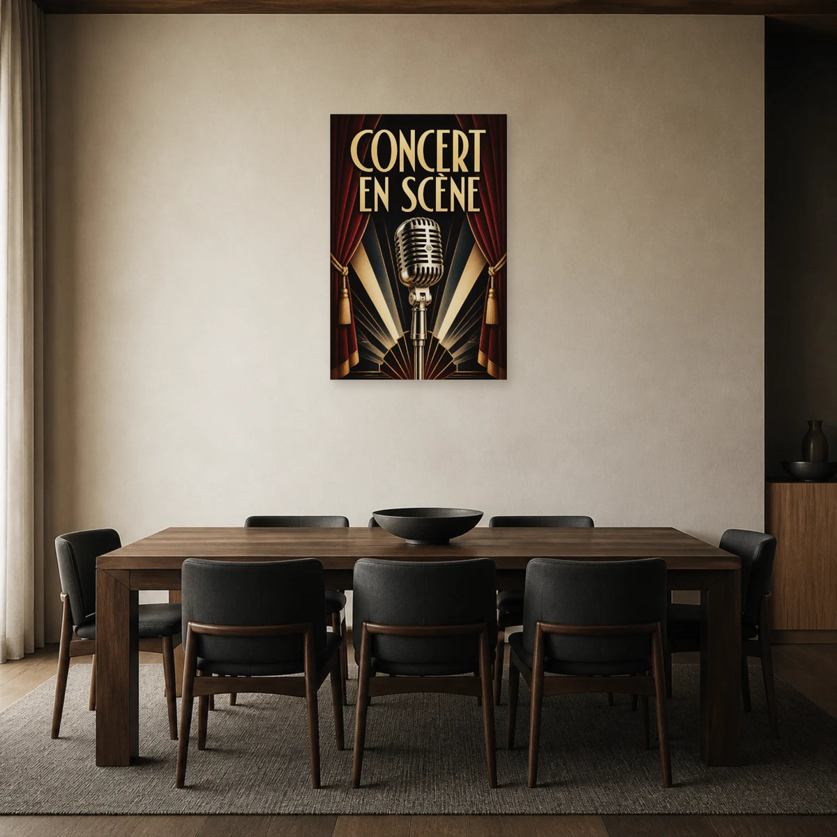 Affiche Concert vintage - En scene dans une salle à manger - Art Virtuoso