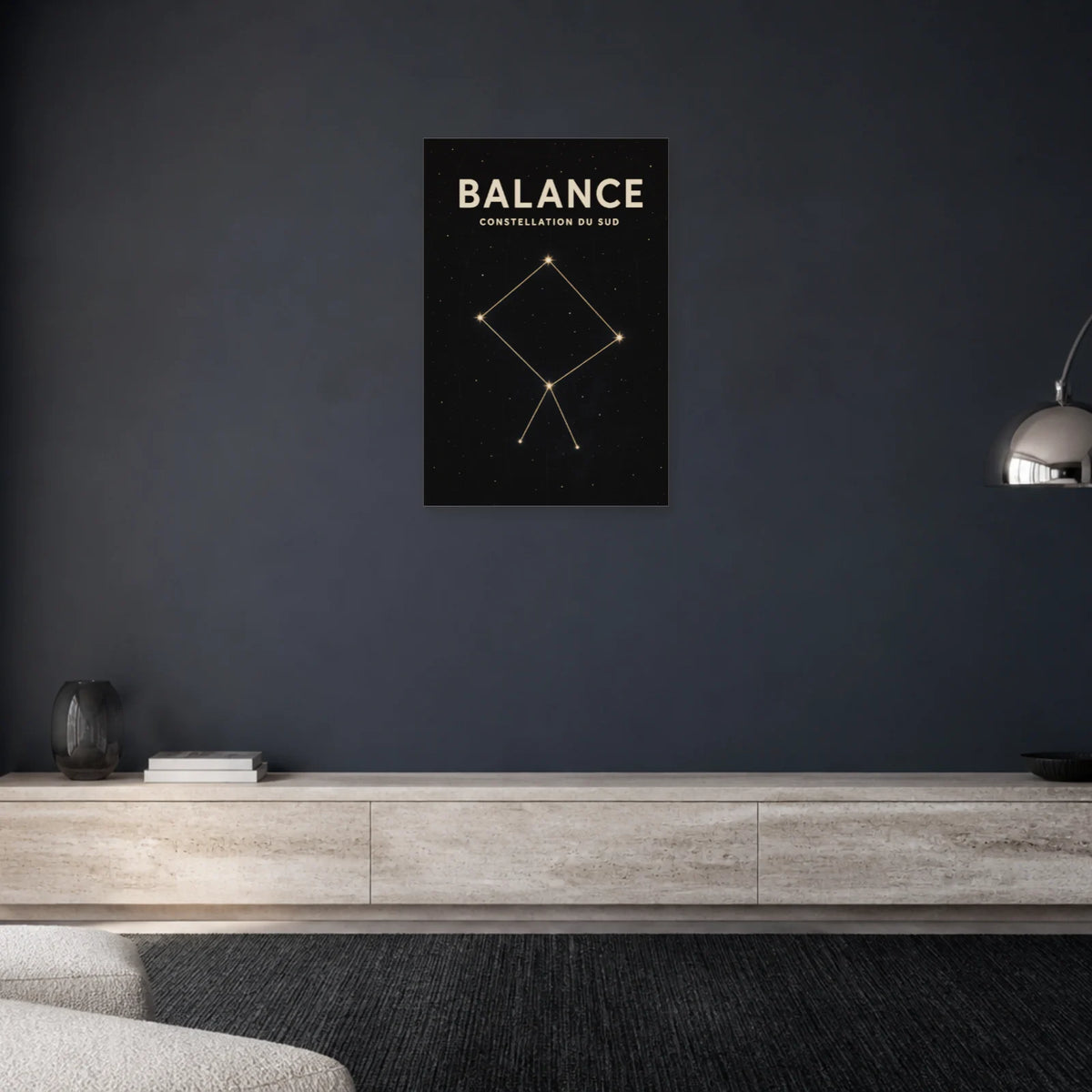 Affiche Balance – Constellation du Sud dans un salon - Art Virtuoso