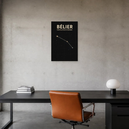 Affiche Bélier – Constellation du Zodiaque dans un bureau - Art Virtuoso