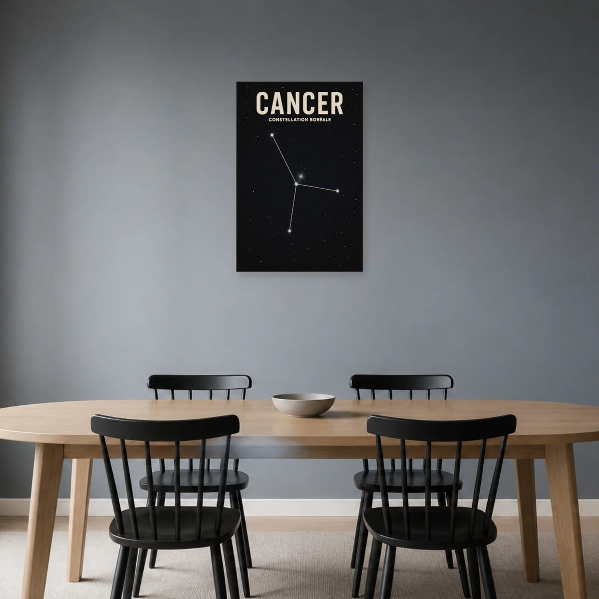 Affiche Cancer – Constellation Boréale dans une salle à manger - Art Virtuoso