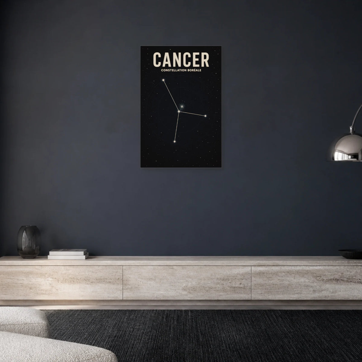 Affiche Cancer – Constellation Boréale dans un salon - Art Virtuoso