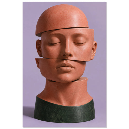 Affiche buste en segments 30 × 45 cm, visage aux yeux clos