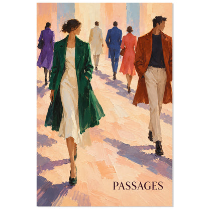 Affiche Passages 30 × 45 cm, deux passants au premier plan