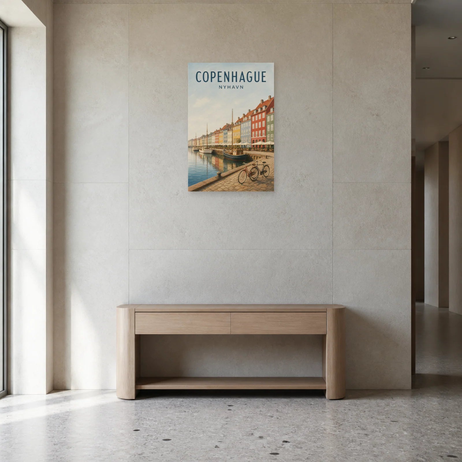 Affiche Copenhague – Nyhavn dans une entrée ou un couloir - Art Virtuoso