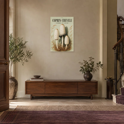 Affiche Coprin chevelu – Ombre et encre dans une entrée ou un couloir - Art Virtuoso