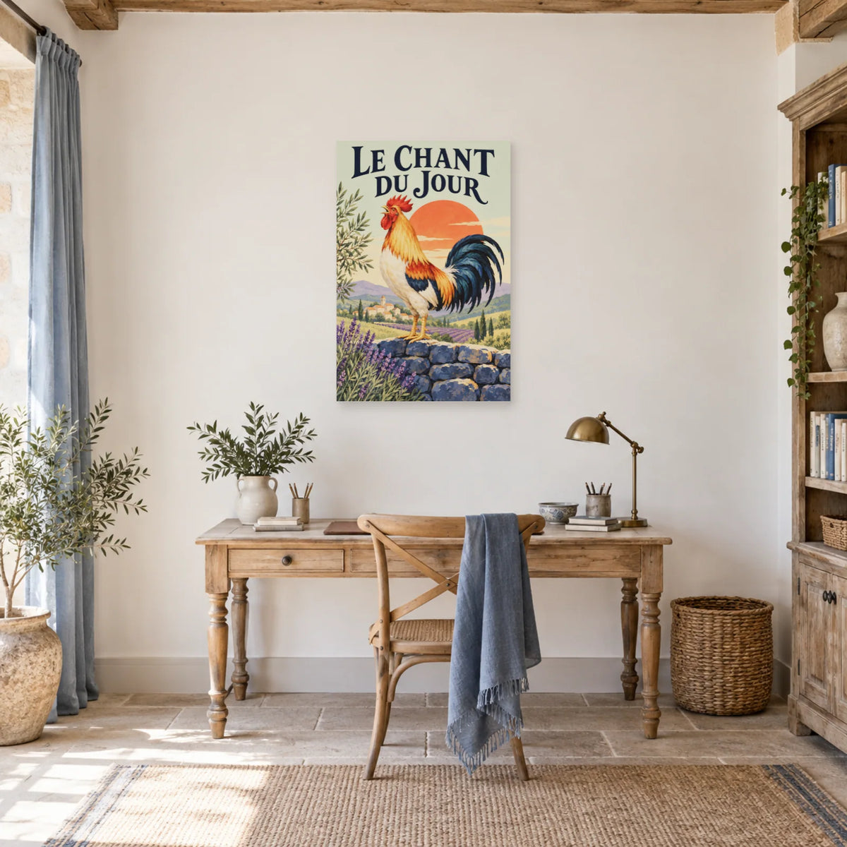 Affiche Coq - Le chant du jour dans un bureau - Art Virtuoso