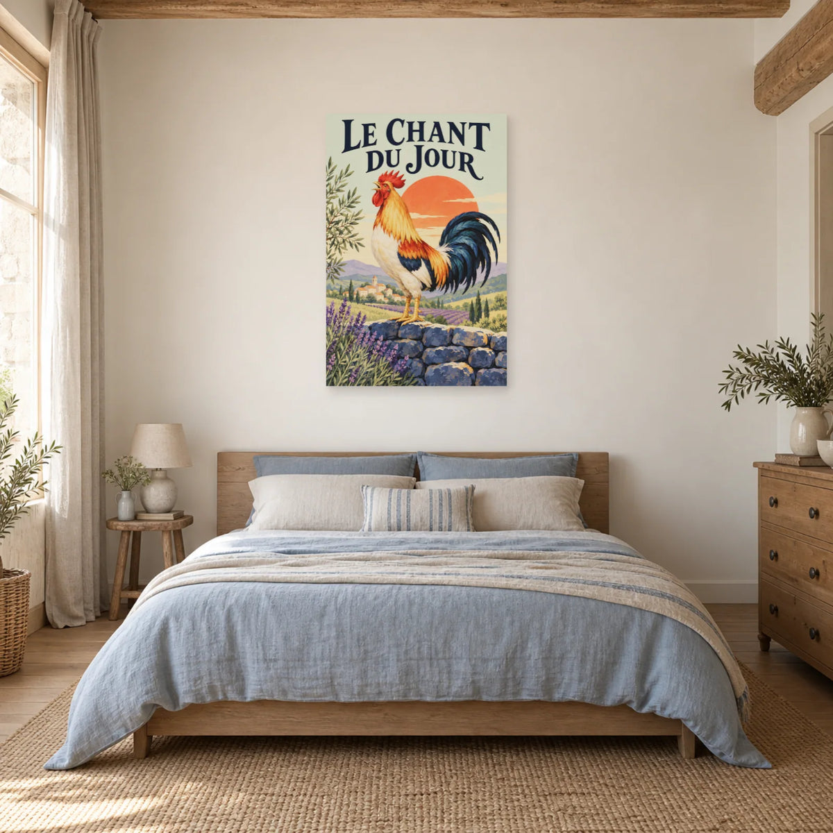 Affiche Coq - Le chant du jour dans une chambre - Art Virtuoso