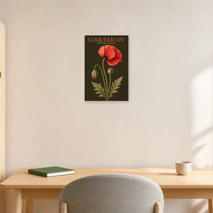 Affiche Coquelicot – Planche Vintage dans un bureau - Art Virtuoso