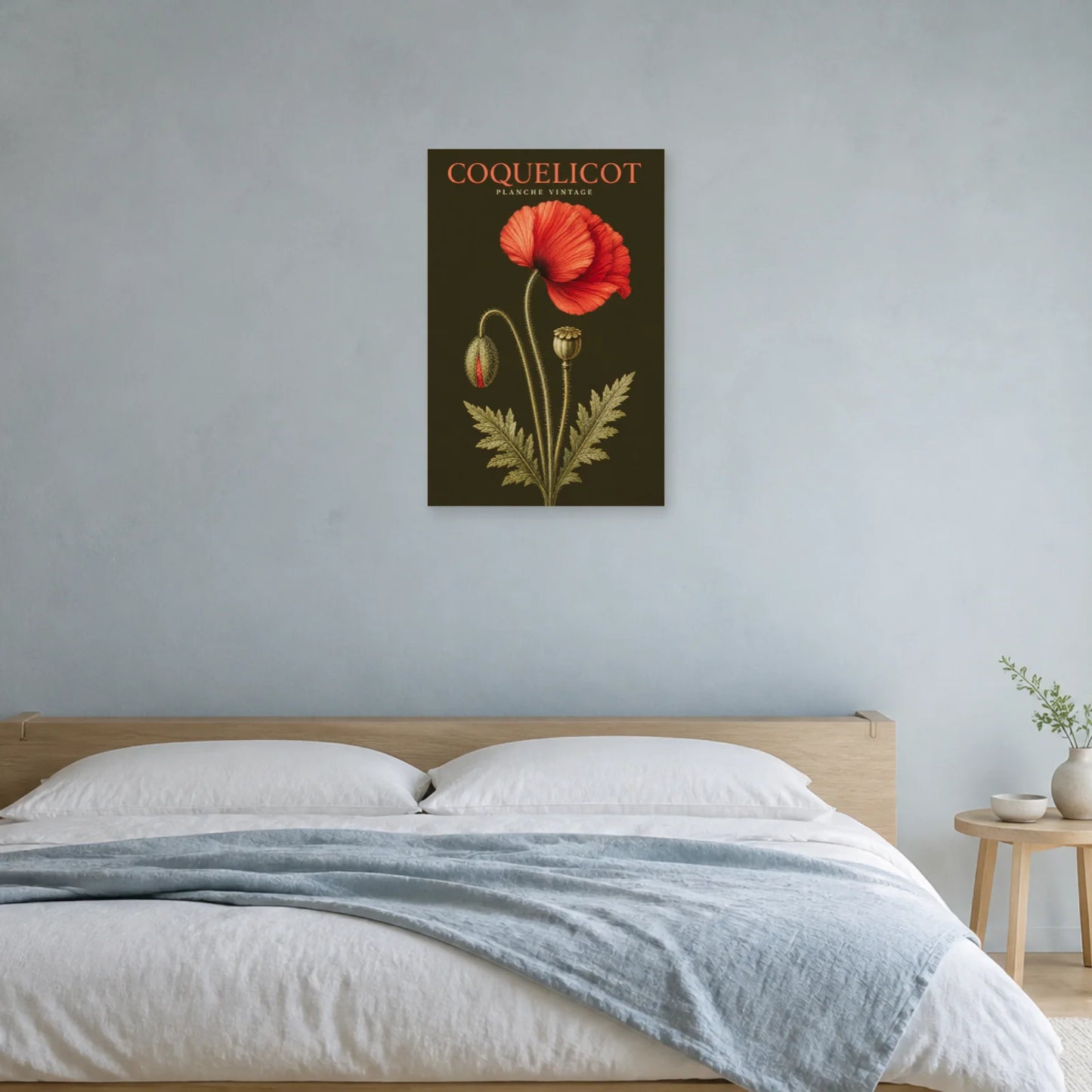Affiche Coquelicot – Planche Vintage dans une chambre - Art Virtuoso