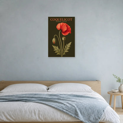 Affiche Coquelicot – Planche Vintage dans une chambre - Art Virtuoso