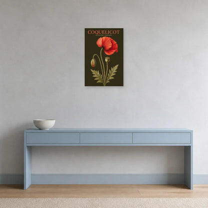 Affiche Coquelicot – Planche Vintage dans une entrée ou un couloir - Art Virtuoso