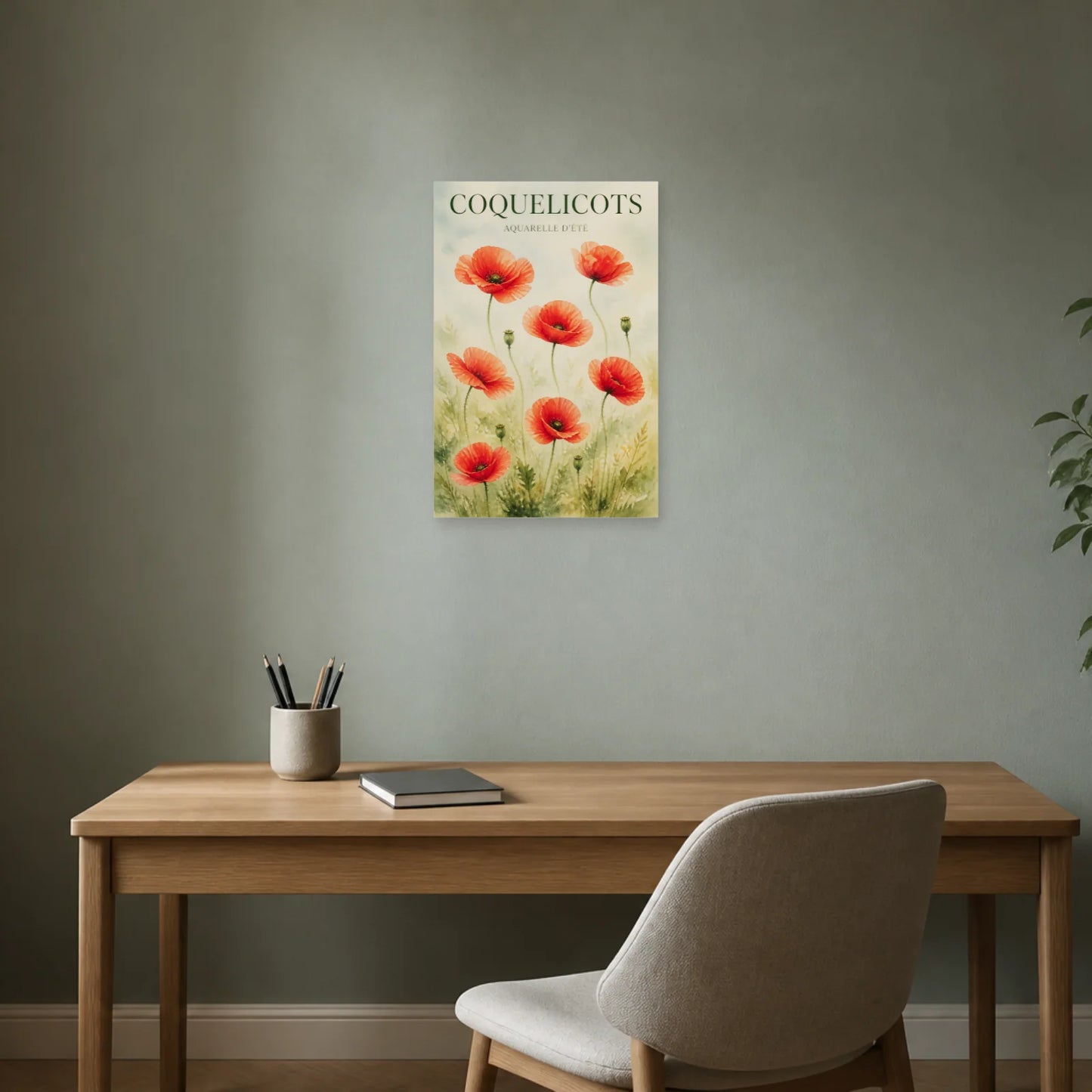 Affiche Coquelicots – Aquarelle d’Été dans un bureau - Art Virtuoso
