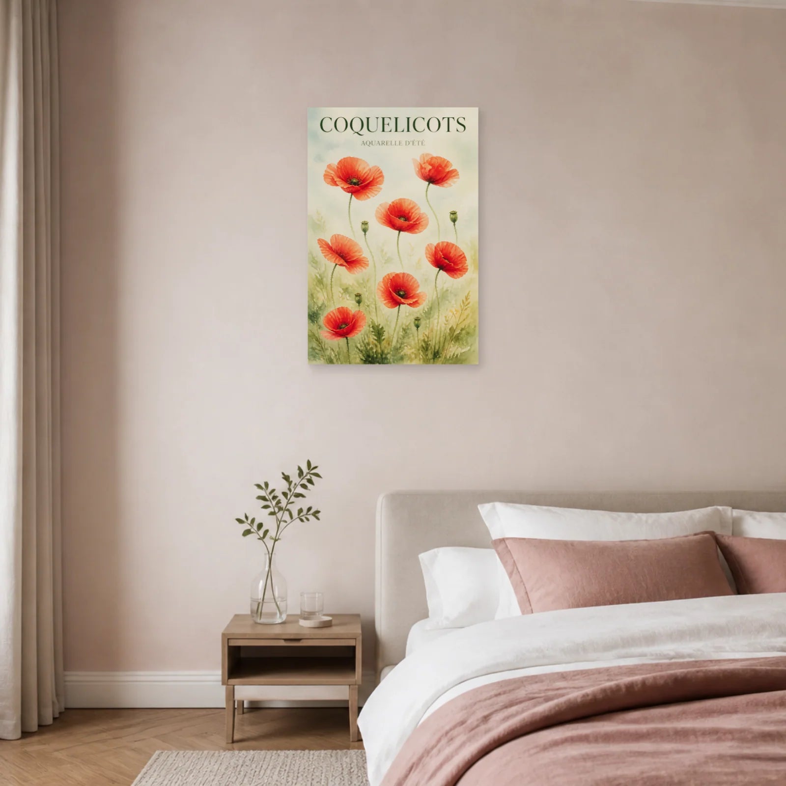 Affiche Coquelicots – Aquarelle d’Été dans une chambre - Art Virtuoso