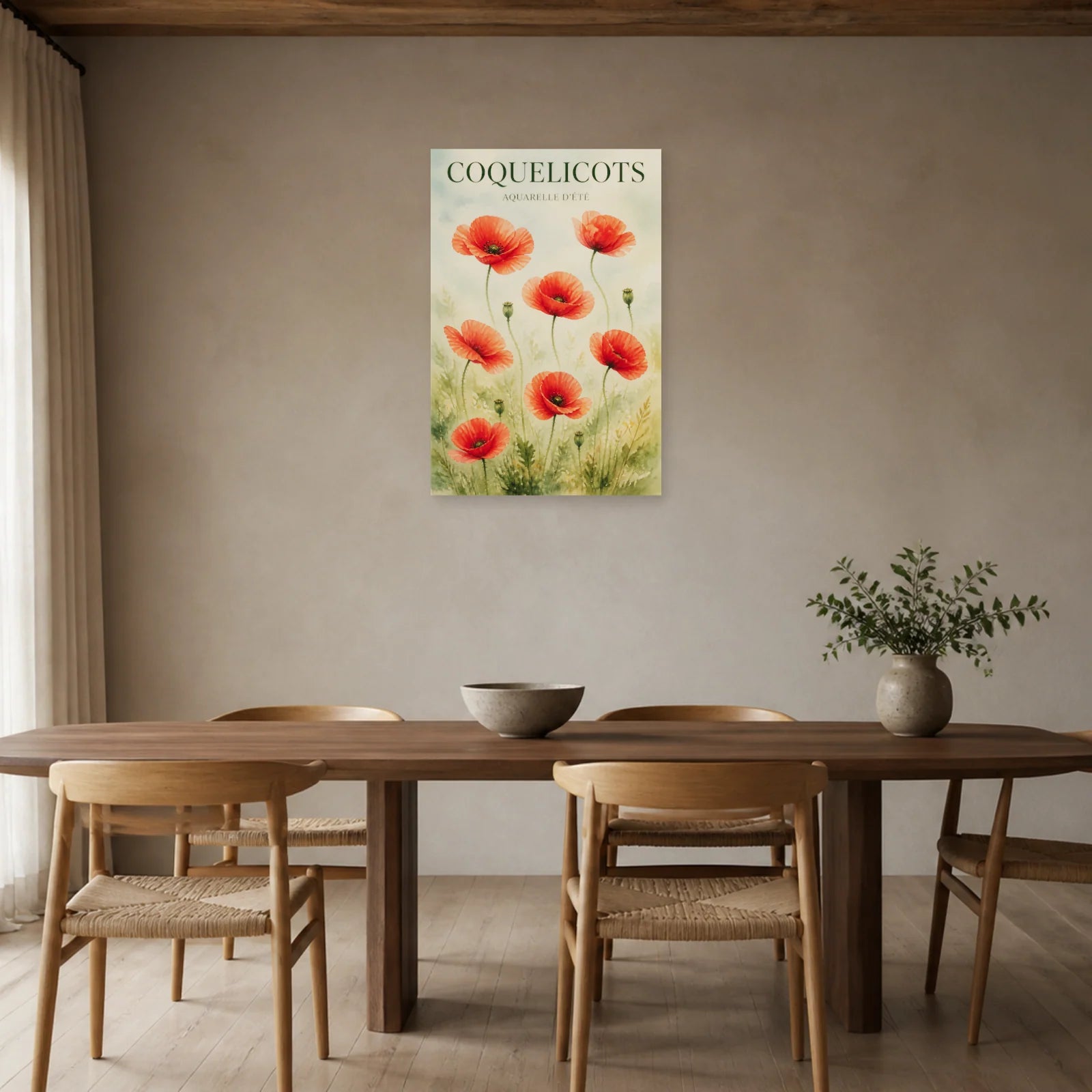 Affiche Coquelicots – Aquarelle d’Été dans une salle à manger - Art Virtuoso