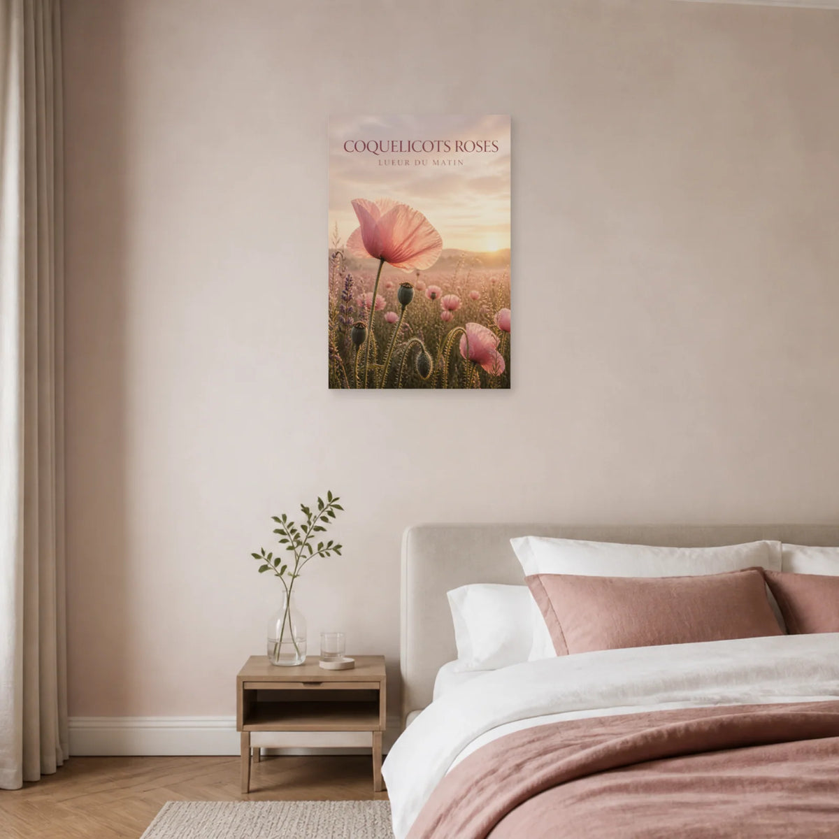 Affiche Coquelicots Roses – Lueur du Matin dans une chambre - Art Virtuoso