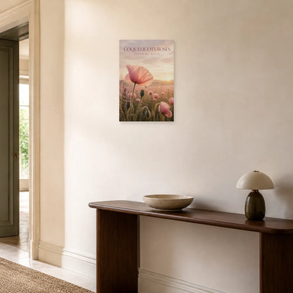 Affiche Coquelicots Roses – Lueur du Matin dans une entrée ou un couloir - Art Virtuoso