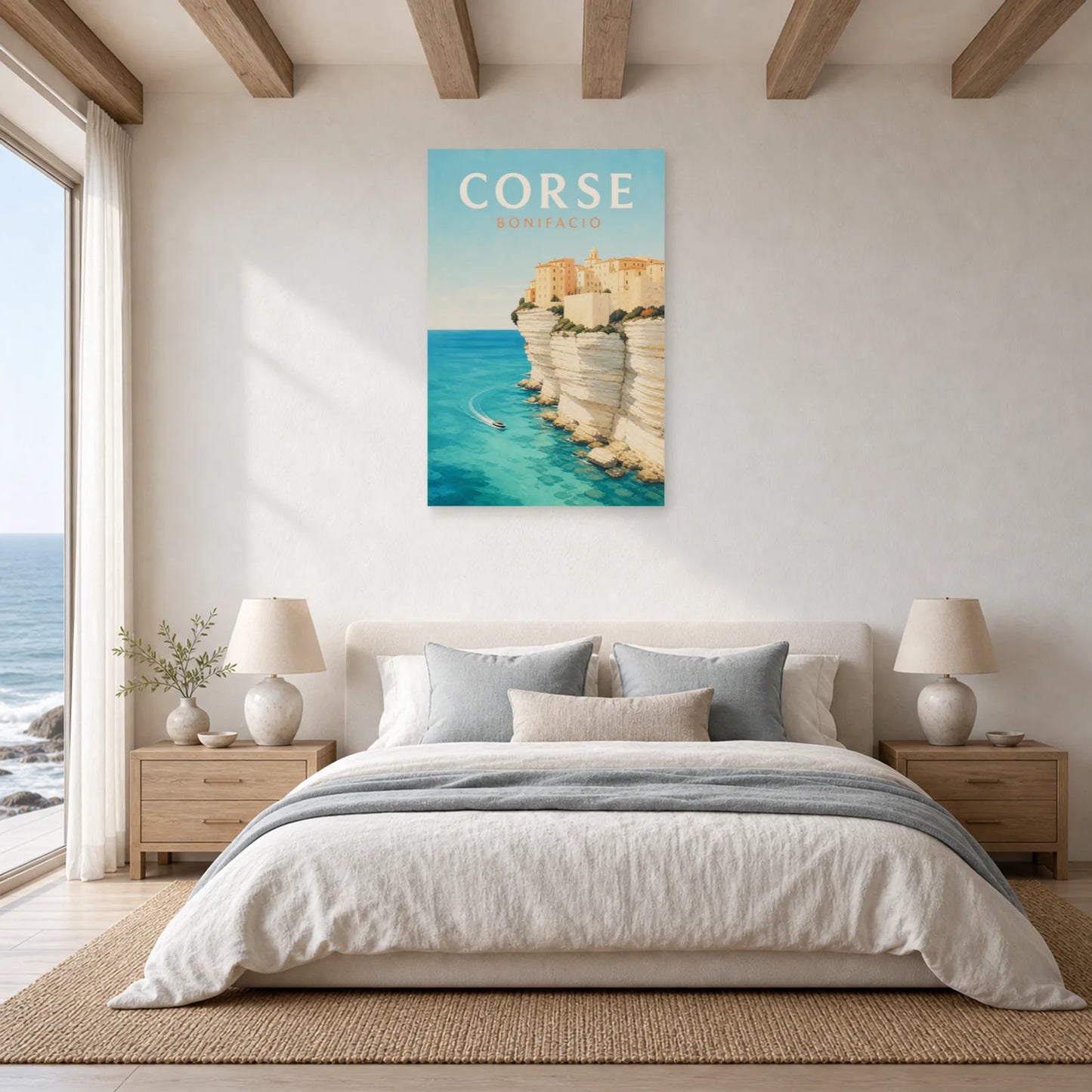 Affiche Corse – Bonifacio dans une chambre - Art Virtuoso