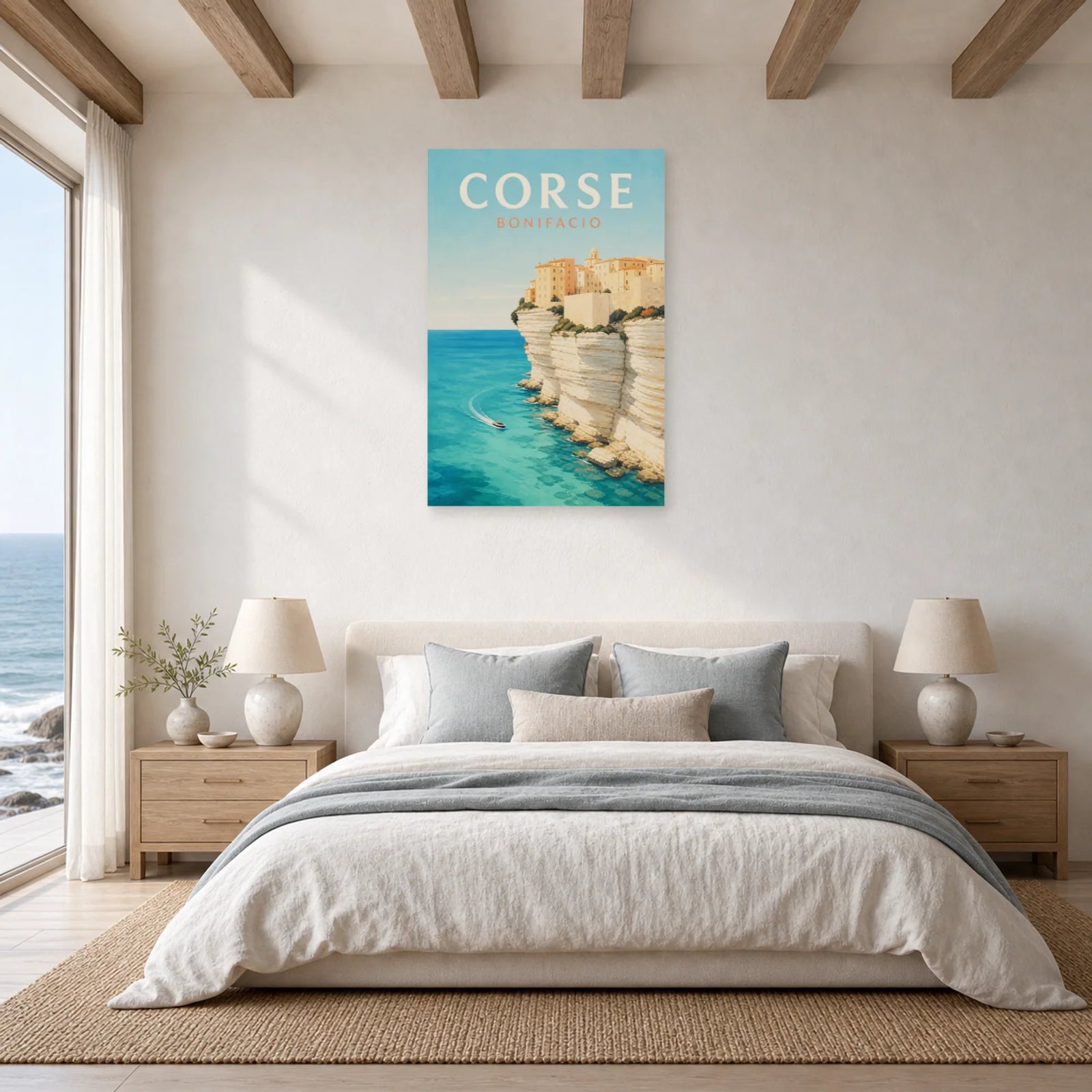 Affiche Corse – Bonifacio dans une chambre - Art Virtuoso