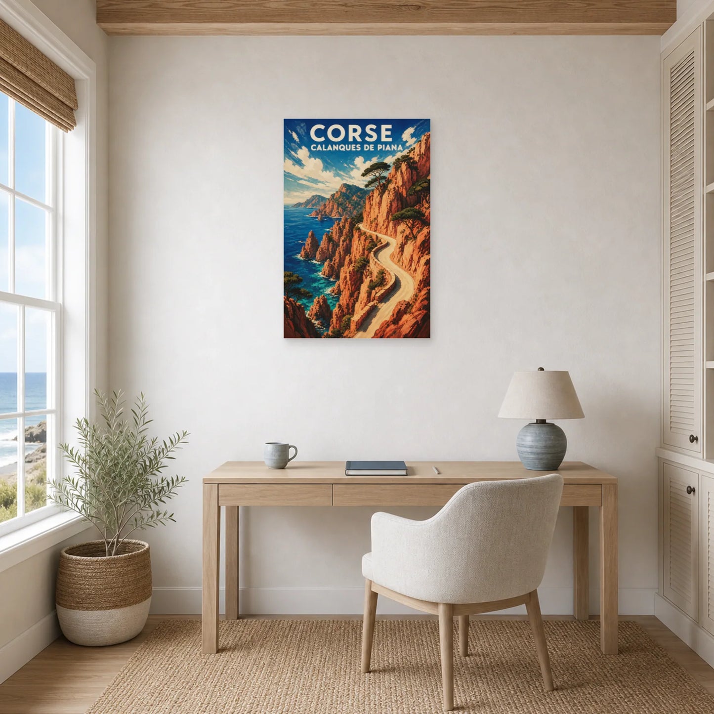 Affiche Corse – Calanques de Piana dans un bureau - Art Virtuoso