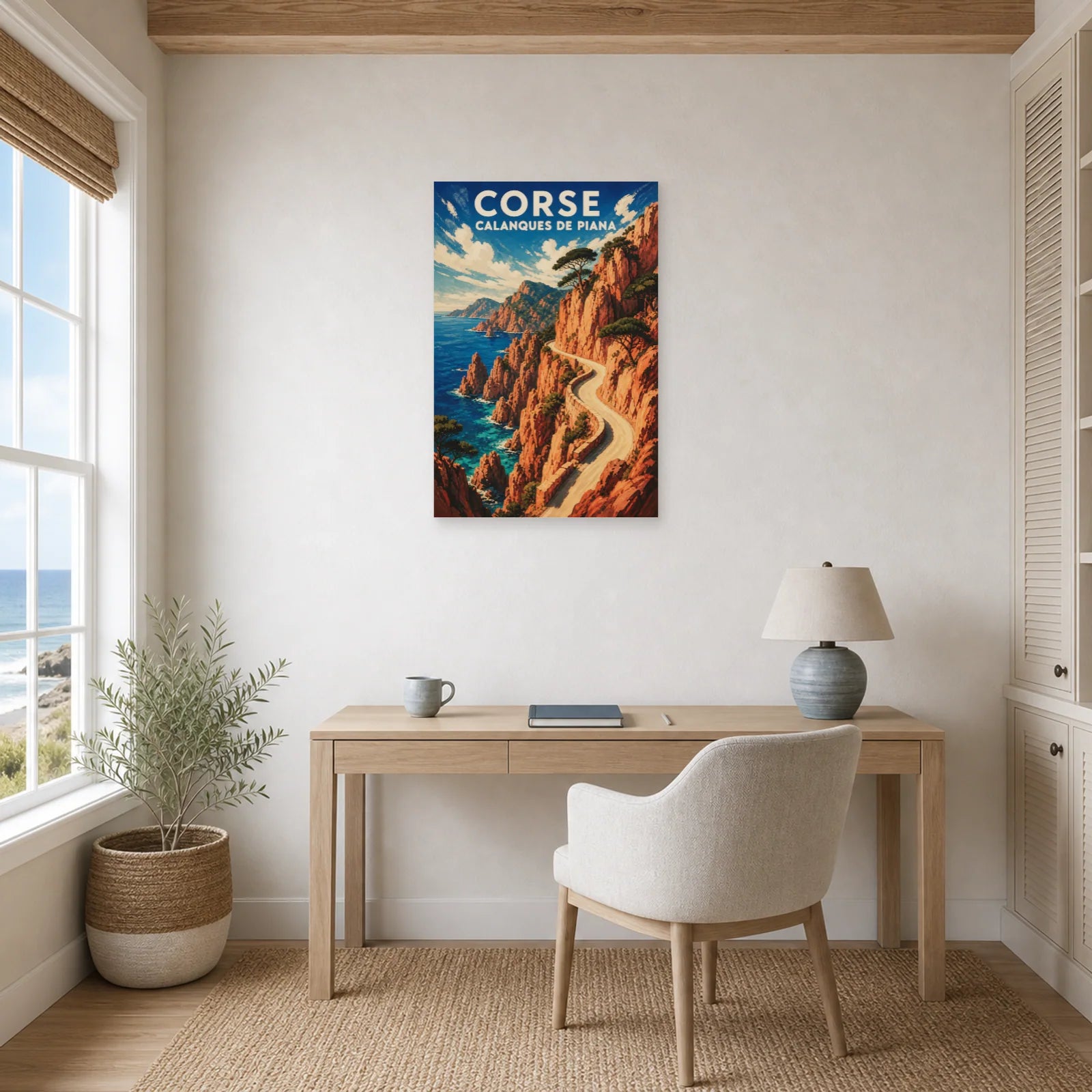 Affiche Corse – Calanques de Piana dans un bureau - Art Virtuoso