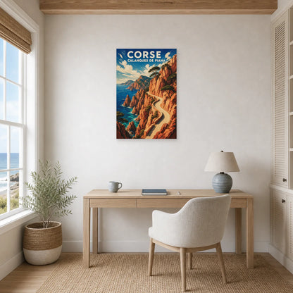 Affiche Corse – Calanques de Piana dans un bureau - Art Virtuoso