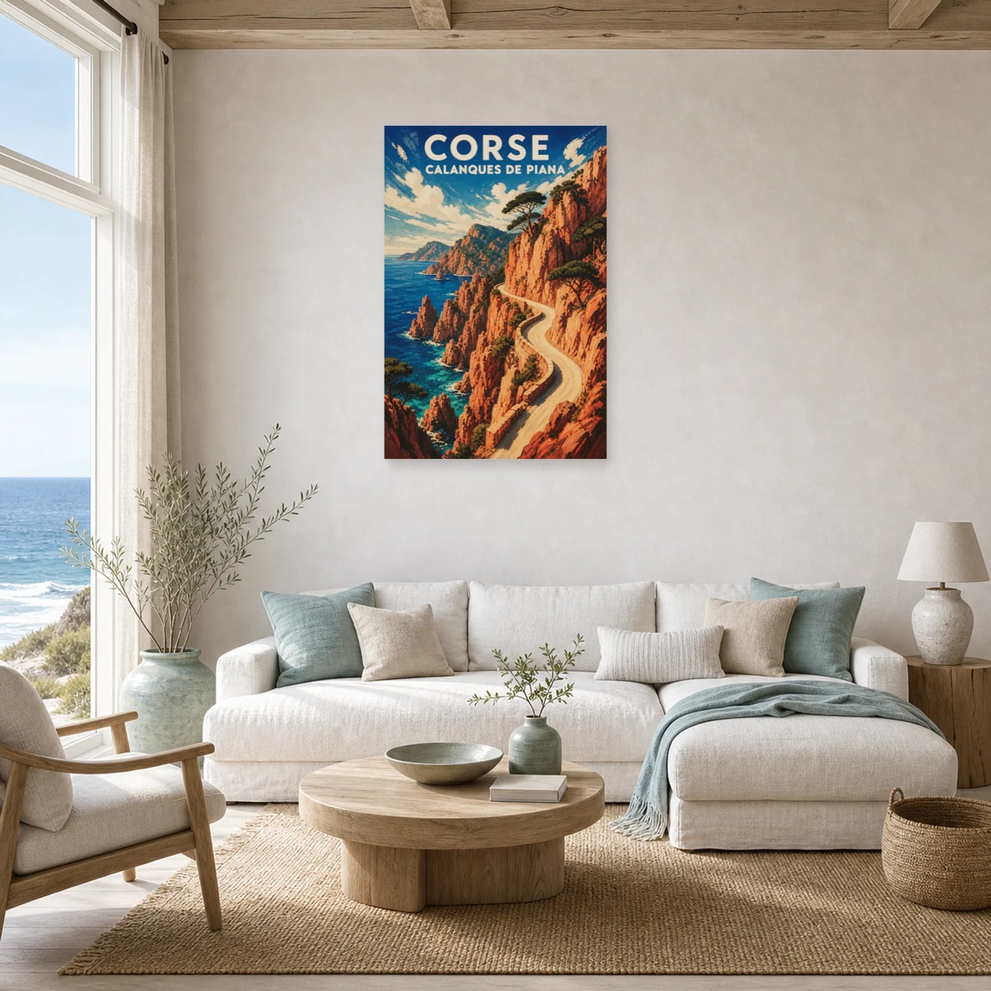 Affiche Corse – Calanques de Piana dans un salon - Art Virtuoso