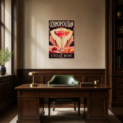 Affiche Cosmopolitan, l’éclat rosé dans un bureau - Art Virtuoso