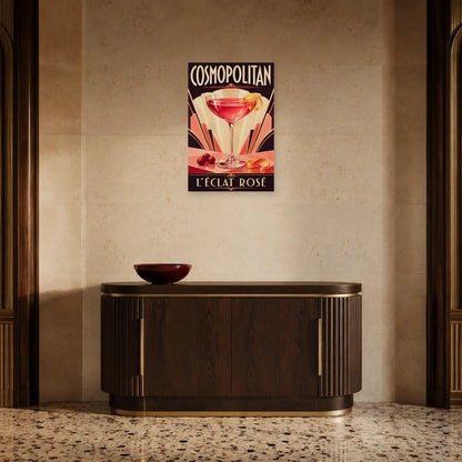 Affiche Cosmopolitan, l’éclat rosé dans une entrée ou un couloir - Art Virtuoso
