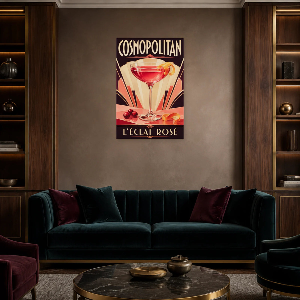 Affiche Cosmopolitan, l’éclat rosé dans un salon - Art Virtuoso