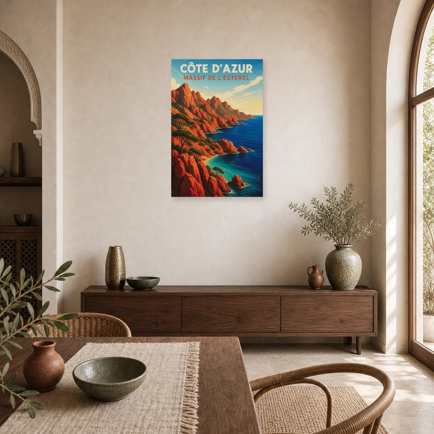 Affiche Côte d’Azur – Massif de l’Estérel dans une salle à manger - Art Virtuoso