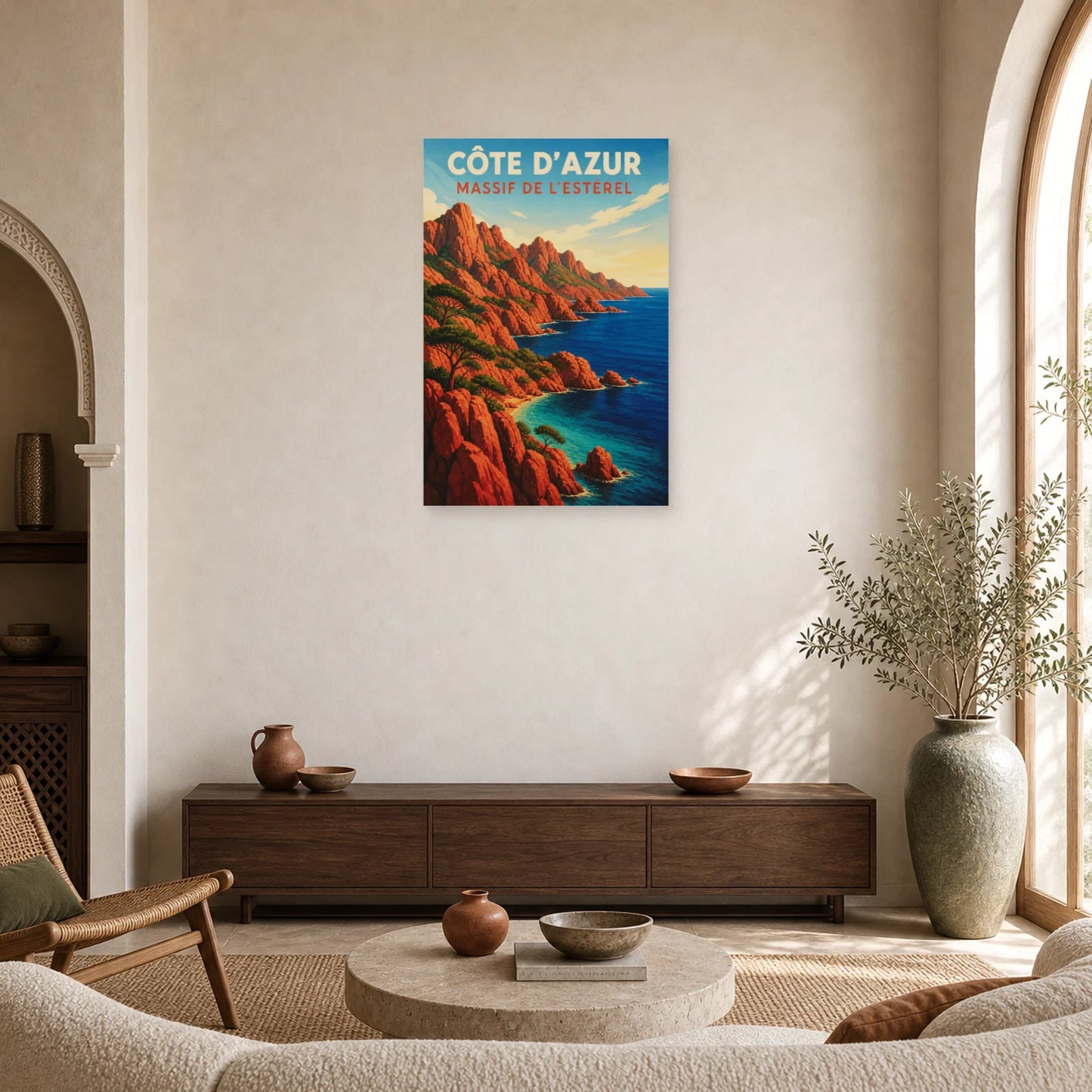 Affiche Côte d’Azur – Massif de l’Estérel dans un salon - Art Virtuoso