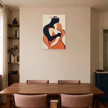 Affiche Nous deux - Couple abstrait enlacé dans une salle à manger - Art Virtuoso