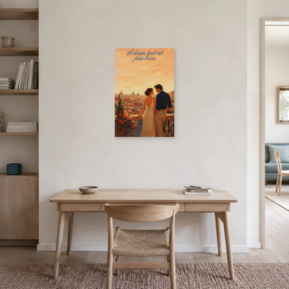 Affiche À deux, tout est plus beau - Toits de la ville dans un bureau - Art Virtuoso