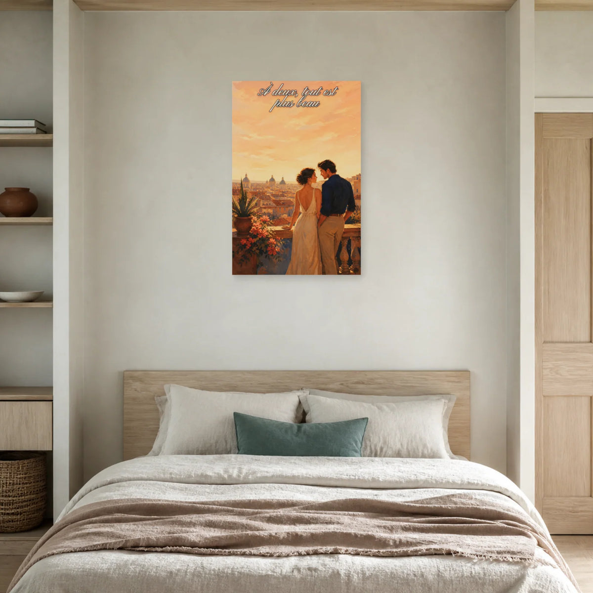 Affiche À deux, tout est plus beau - Toits de la ville dans une chambre - Art Virtuoso