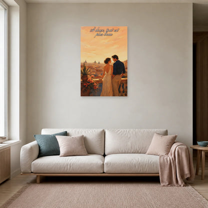 Affiche À deux, tout est plus beau - Toits de la ville dans un salon - Art Virtuoso