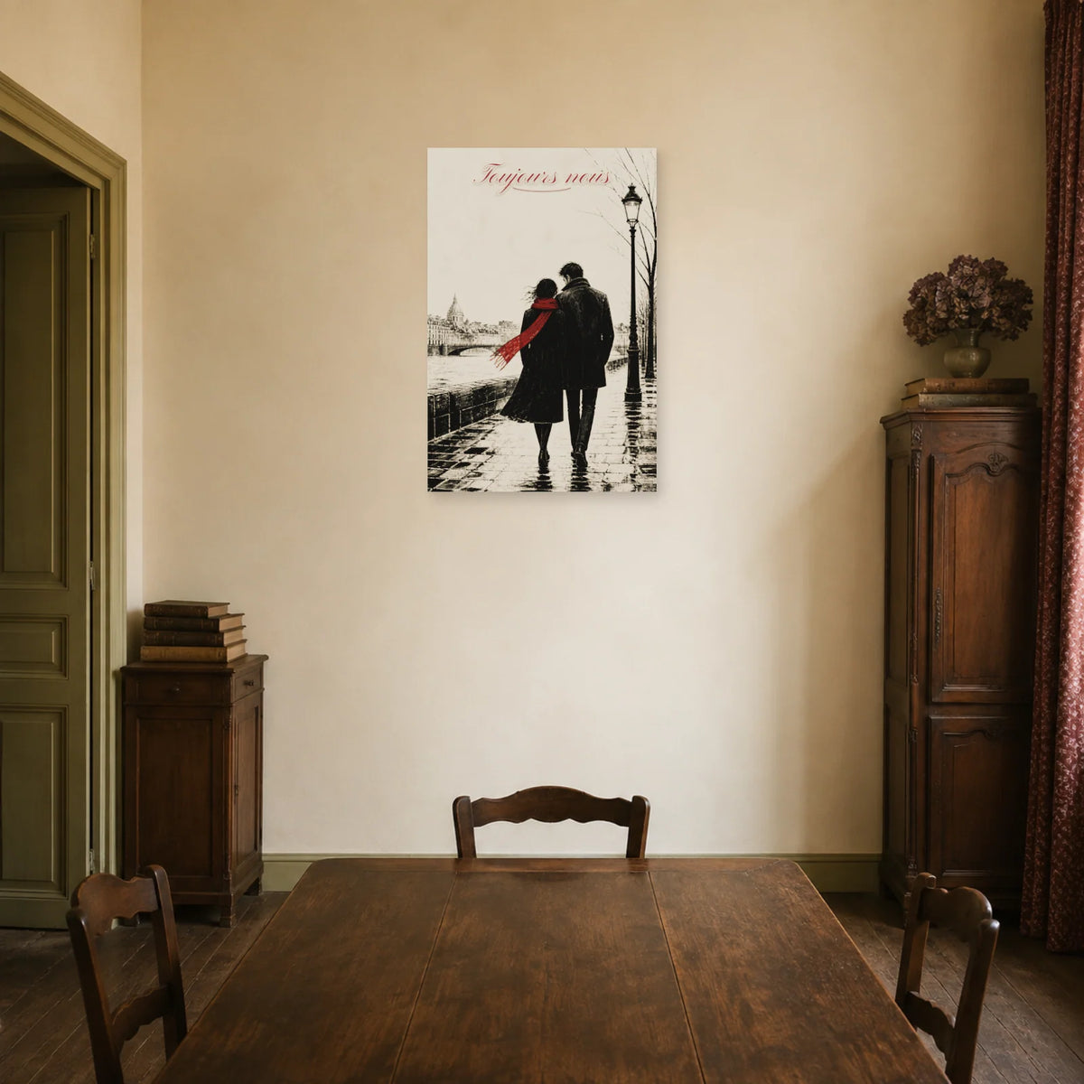 Affiche Toujours nous - Couple de dos dans une salle à manger - Art Virtuoso