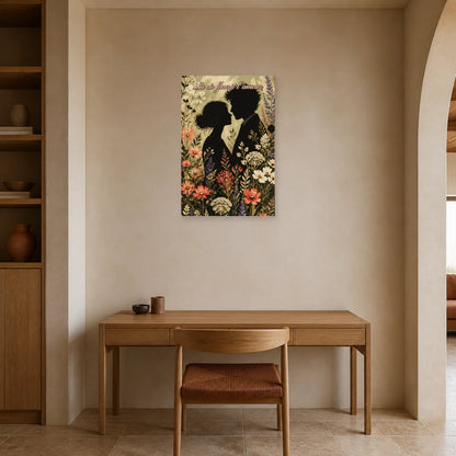 Affiche Là où fleurit l’amour - Couple botanique dans un bureau - Art Virtuoso