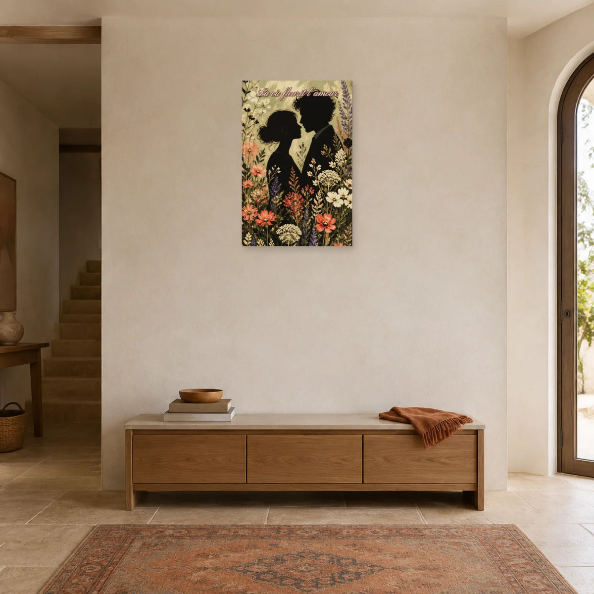Affiche Là où fleurit l’amour - Couple botanique dans une entrée ou un couloir - Art Virtuoso
