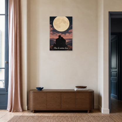 Affiche Sous la même lune - Couple romantique dans une entrée ou un couloir - Art Virtuoso