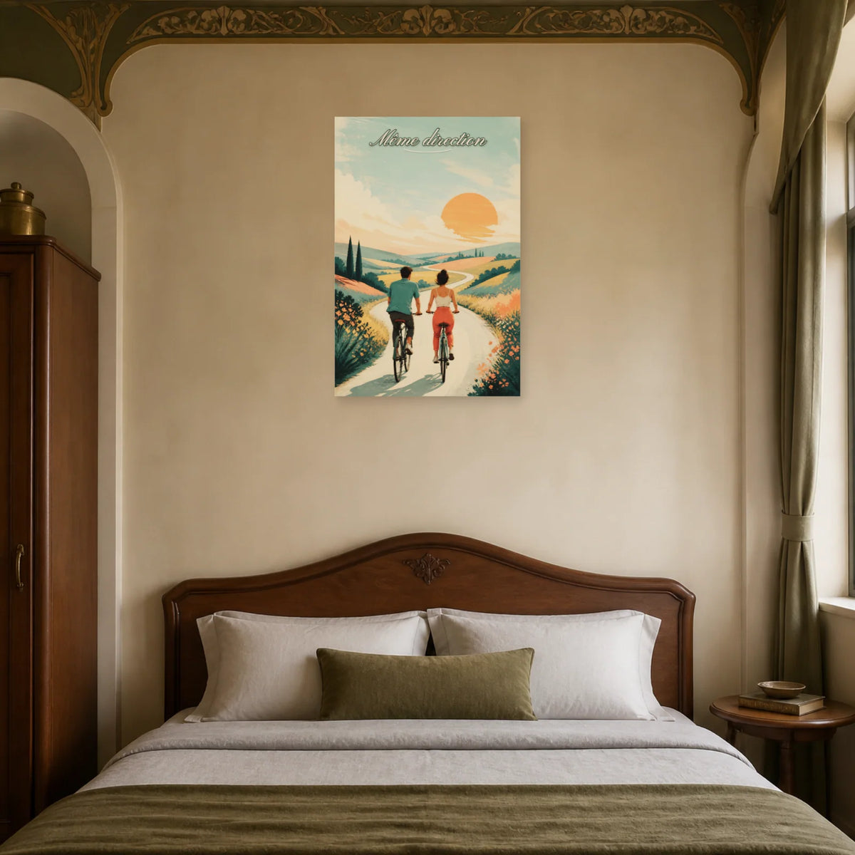 Affiche Même direction - Couple moderne dans une chambre - Art Virtuoso